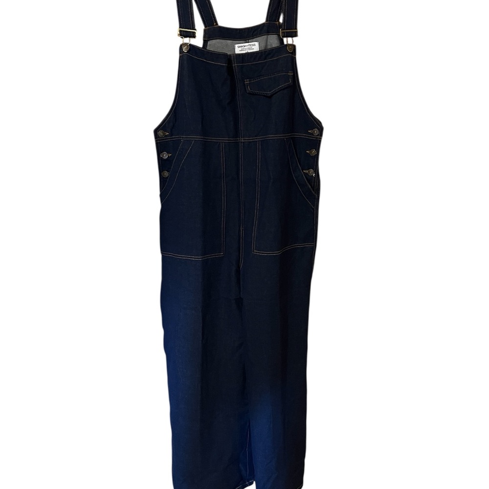 Smash & Tess Wide Leg Dark Blue Denim Overalls